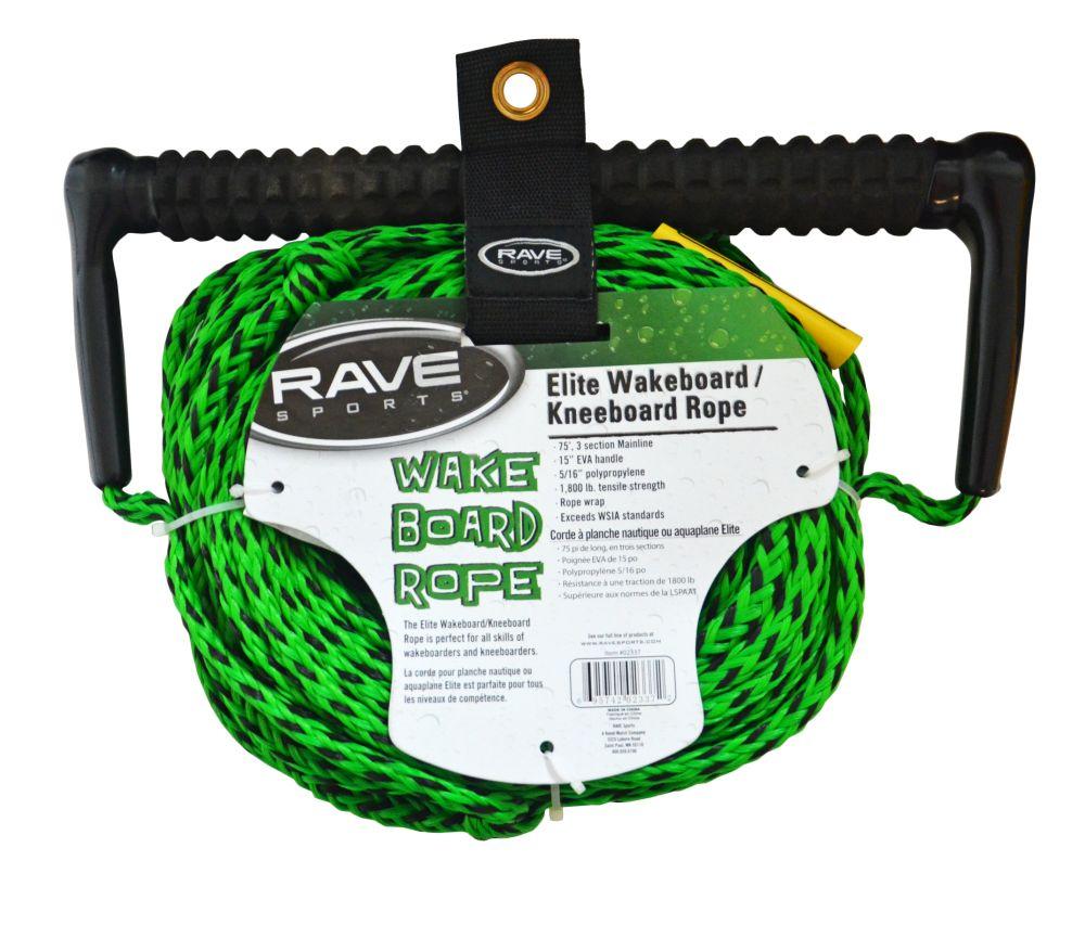 RAVE Towables - Ski/Wakeboard Ropes 75' 3-Section Wakeboard/Kneeboard Rope w/EVA Swirl Grip - Elite