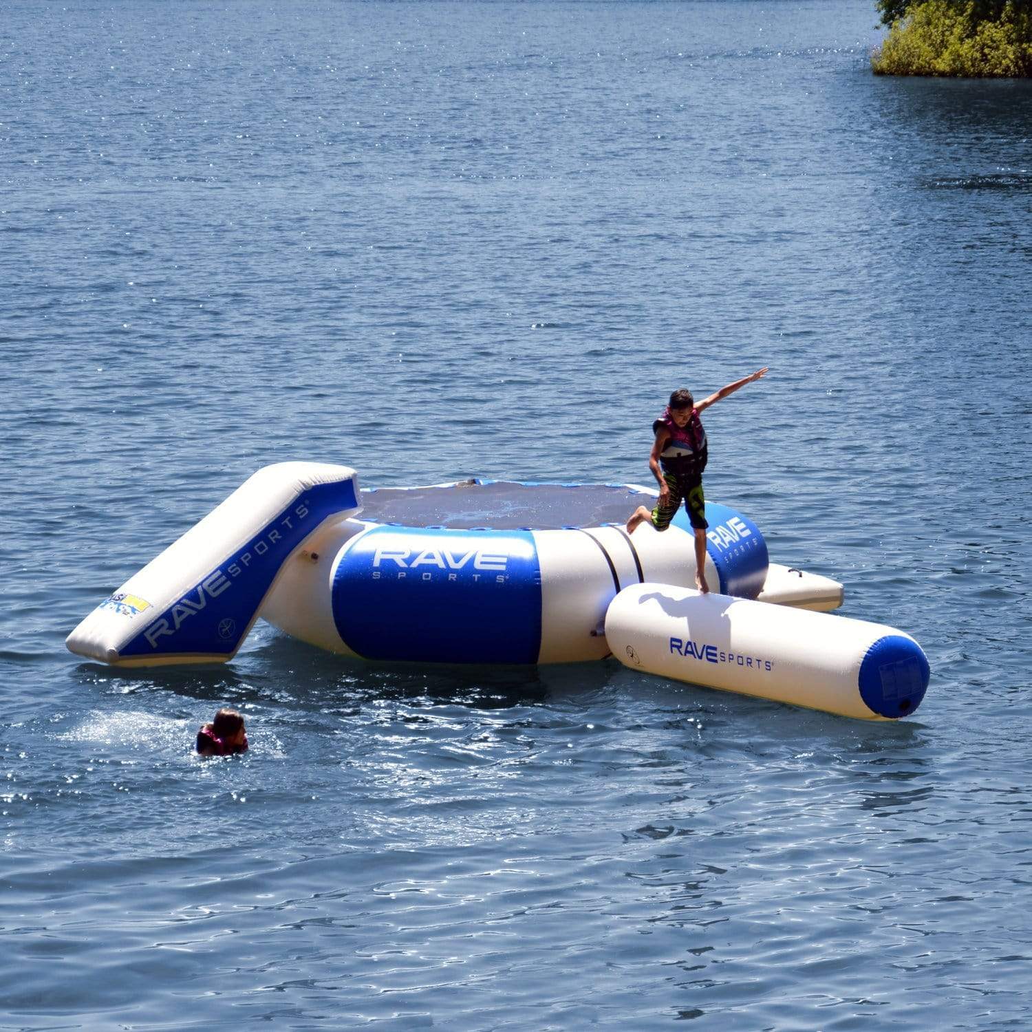 RAVE Water Bouncers - Reinforced Water Trampoline Splash Zone Plus 12' with slide and log