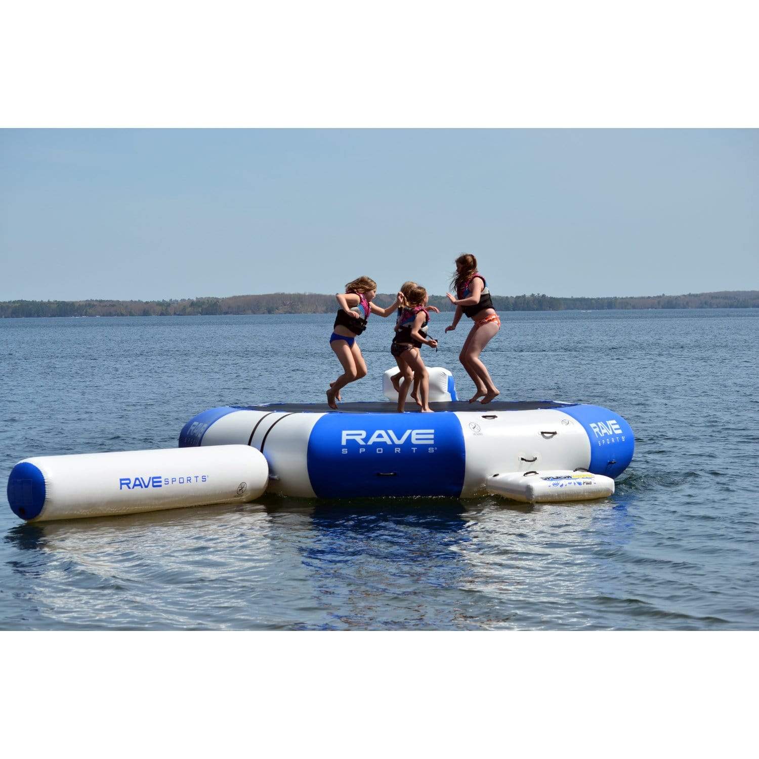 RAVE Water Bouncers - Reinforced Water Trampoline Splash Zone Plus 16' with slide and log