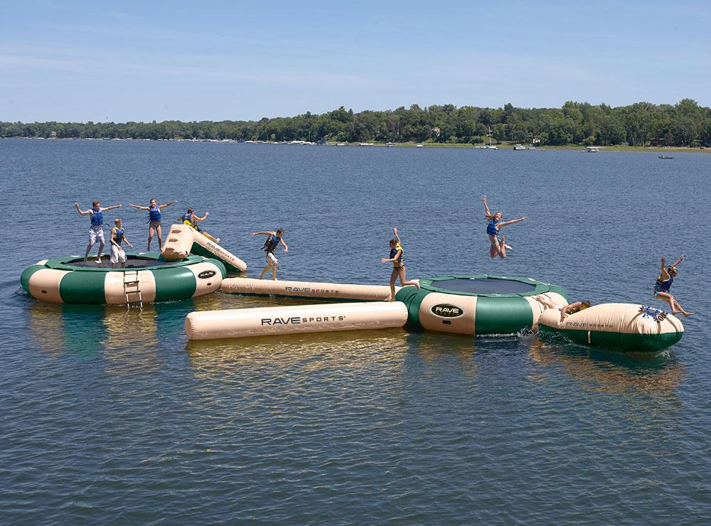 RAVE Water Trampolines - Reinforced Water Trampoline Aqua Jump 200 w/Launch and Log Northwoods