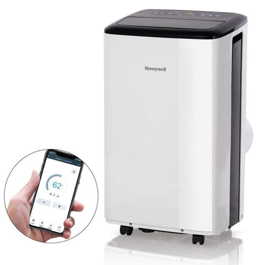 Recreation Outfitters Honeywell 10,000 BTU Smart Wi-Fi Portable Air Conditioner, Dehumidifier & Fan - White & Black