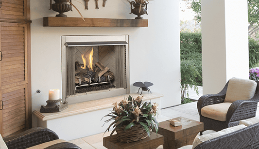 Recreation Outfitters Outdoor Fireplace White Stacked / Natural Gas 42" OD Fireplace, Electronic