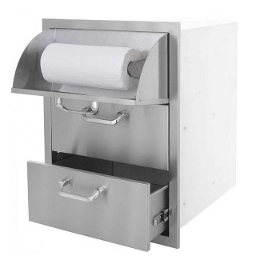 RO BBQ Access Door 260 Series 16-Inch Triple Access Drawer With Paper Towel Holder - RO BBQ | BBQ-260-DRW3-PTH
