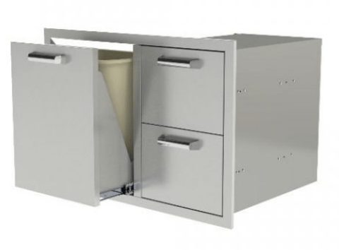 RO BBQ Combo Units 260 Series 32-Inch Double Drawer & Roll-Out Trash/Propane Bin On Right Combo - RO BBQ | BBQ-260-DDC-TR-R
