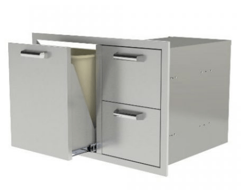 RO BBQ Combo Units 260 Series 39-Inch Double Drawer & Roll-Out Trash/Propane Bin On Right Combo - RO BBQ | BBQ-260-DDC-39-TR-R