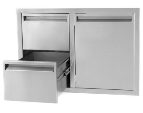 RO BBQ Combo Units 350 Series 32-Inch Access Door & Double Drawer Combo (Reversible) - RO BBQ | BBQ-350-DDC
