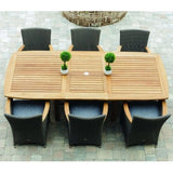Royal Teak Collection Dining Arm Chair Royal Teak Collection Black Helena Wicker White Cushion Dining Chair – HEFWBL