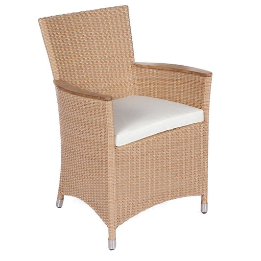 Royal Teak Collection Dining Arm Chair Royal Teak Collection Honey Helena Wicker White Cushion Dining Chair – HEFWHO