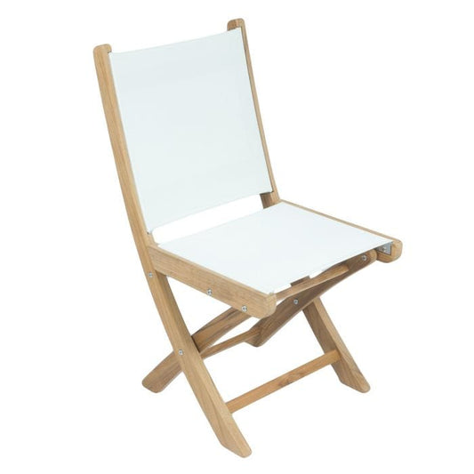 Royal Teak Collection TEAK CHAIRS AND BENCHES Royal Teak Collection Sailmate Folding Side Chair Sling - SM-Config