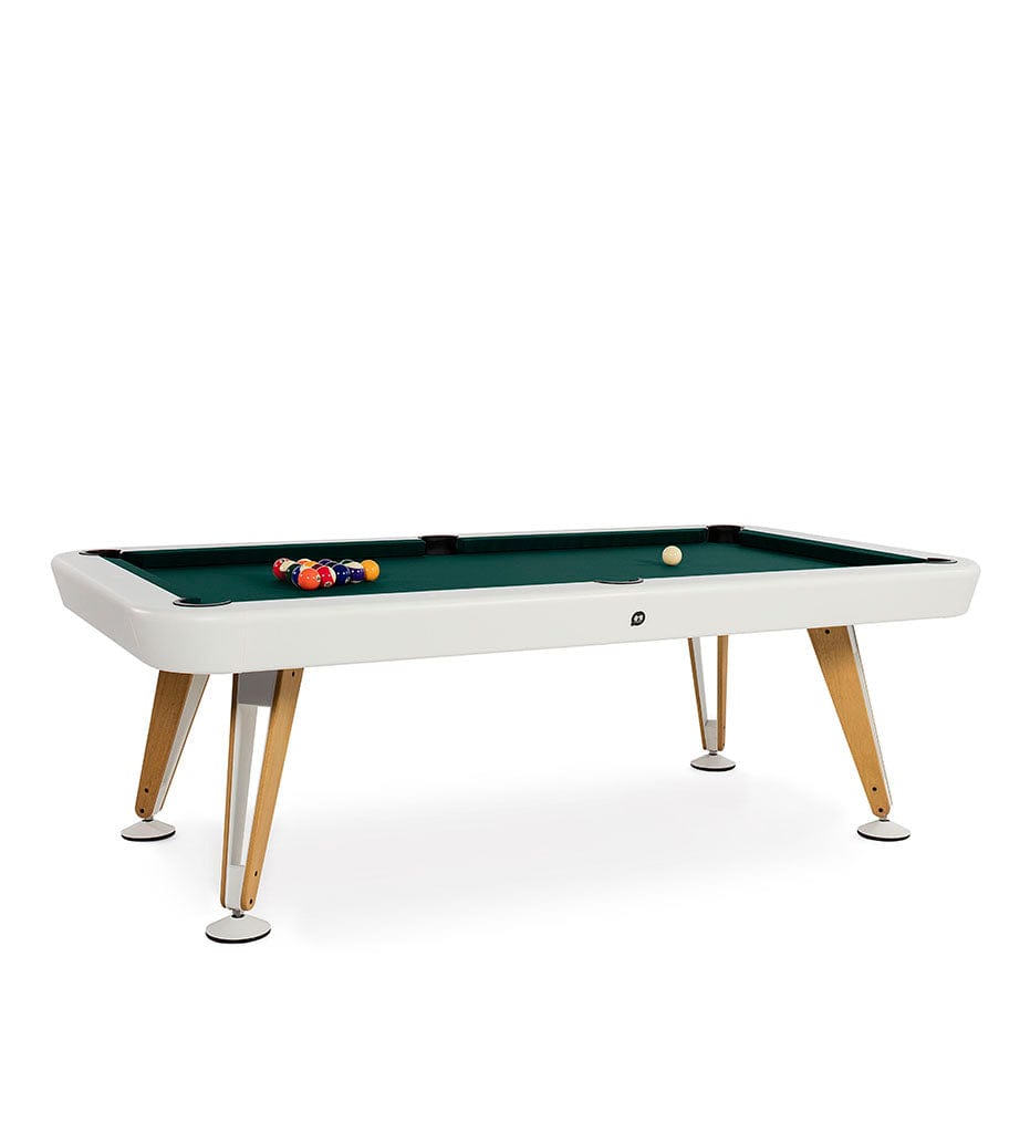 RS Barcelona DIAGONAL POOL TABLE Iroko RSB / Green Simonis Diagonal American 8 Feet Pool Table with White Frame | Commercial Delivery Only | DIPTA8-1N
