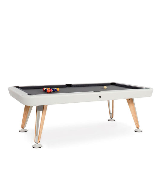 RS Barcelona DIAGONAL POOL TABLE Iroko RSB / Grey Simonis Diagonal American 8 Feet Pool Table with White Frame | Commercial Delivery Only | DIPTA8-1N