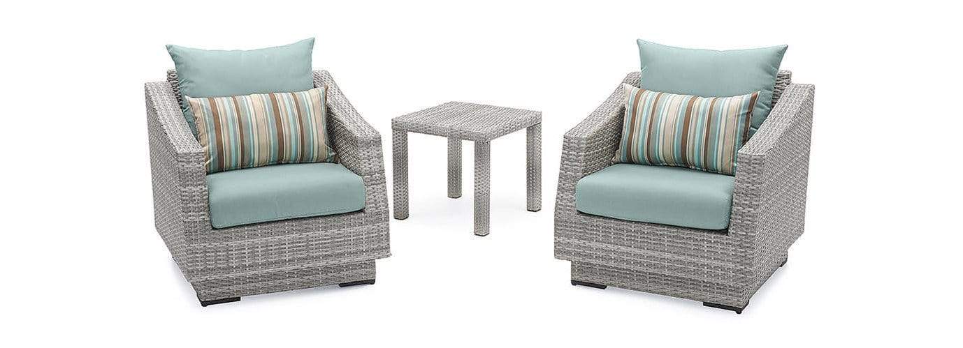 RST Brands Outdoor Furniture Bliss Blue Cannes™ Club Chairs & Side Table