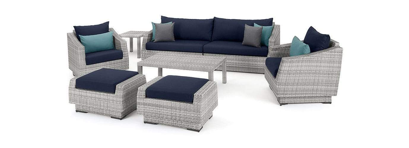 RST Brands Outdoor Furniture Blue Cannes™ 8 Piece Sofa & Club Chair Set