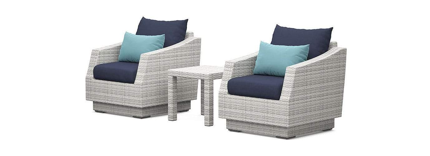 RST Brands Outdoor Furniture Blue Cannes™ Club Chairs & Side Table