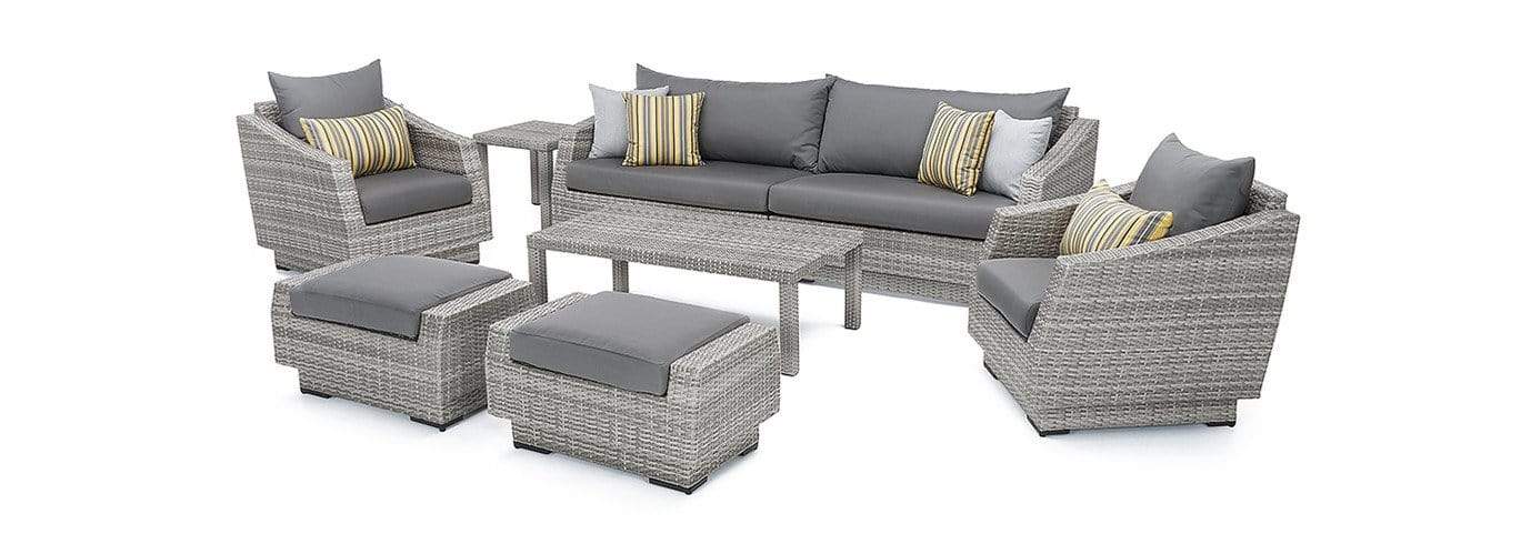 RST Brands Outdoor Furniture Charcoal Gray Cannes™ 8 Piece Sofa & Club Chair Set