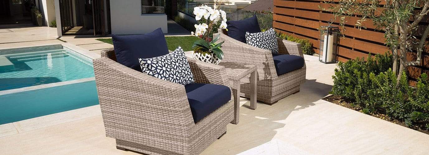RST Brands Outdoor Furniture Navy Blue Cannes™ Club Chairs & Side Table