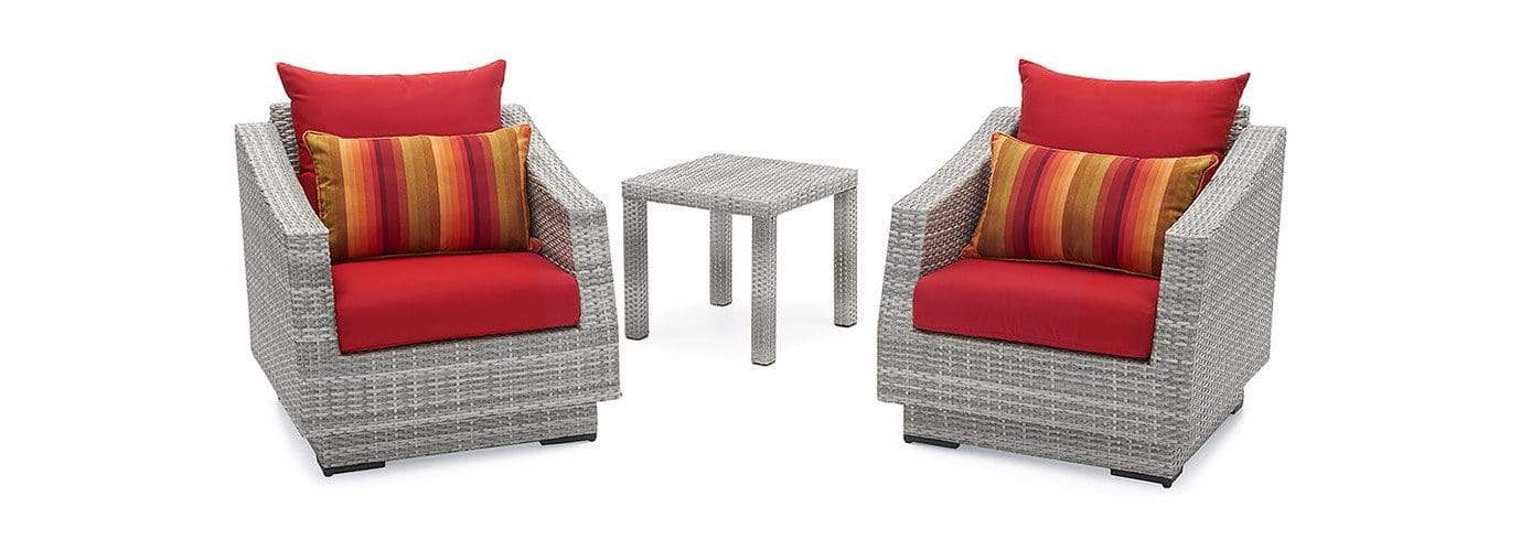 RST Brands Outdoor Furniture Sunset Red Cannes™ Club Chairs & Side Table