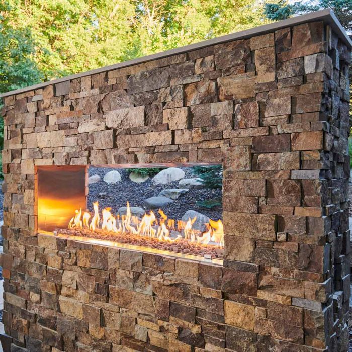 Outdoor Greatroom - 40" Linear Ready-to-Finish See-Through Gas Fireplace with Direct Spark Ignition (LP) - RSTL-40DLP