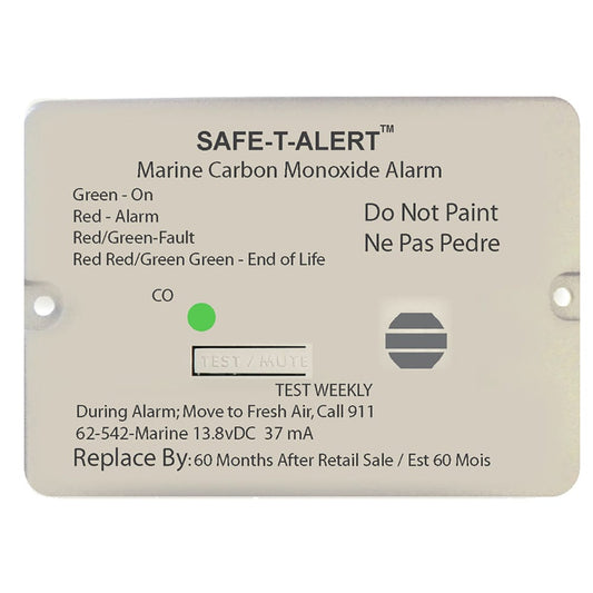 Safe-T-Alert Fume Detectors Safe-T-Alert 62 Series Carbon Monoxide Alarm - 12V - 62-542-Marine - Flush Mount - White [62-542-MARINE]