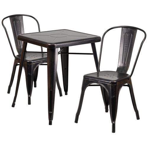 Samuel Norman & Assoc. Furnishings Metal Colorful Table and Chair Sets Samuel Norman & Assoc. Furnishings 23.75SQ Aged Black Table Set