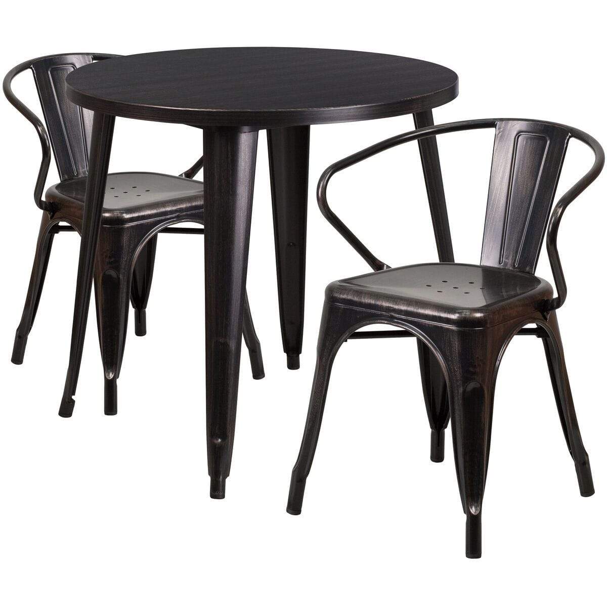 Samuel Norman & Assoc. Furnishings Metal Colorful Table and Chair Sets Samuel Norman & Assoc. Furnishings 30RD Aged Black Metal Set