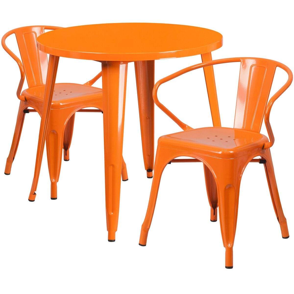 Samuel Norman & Assoc. Furnishings Metal Colorful Table and Chair Sets Samuel Norman & Assoc. Furnishings 30RD Orange Metal Set