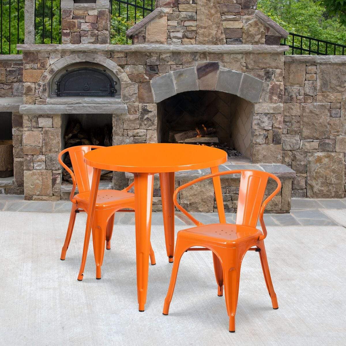 Samuel Norman & Assoc. Furnishings Metal Colorful Table and Chair Sets Samuel Norman & Assoc. Furnishings 30RD Orange Metal Set