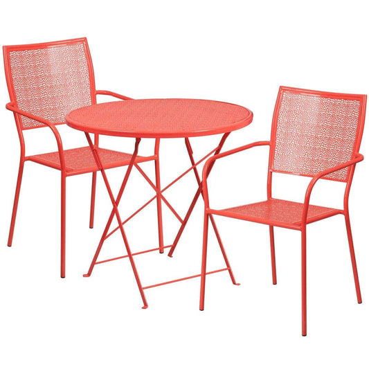 Samuel Norman & Assoc. Furnishings Metal Patio Table and Chair Sets Samuel Norman & Assoc. Furnishings 30RD Coral Fold Patio Set
