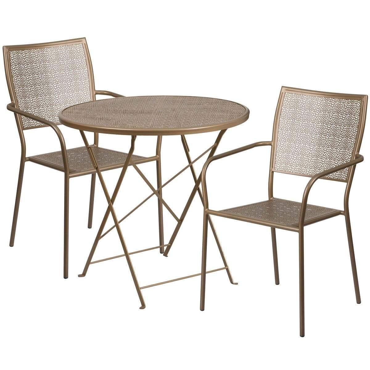 Samuel Norman & Assoc. Furnishings Metal Patio Table and Chair Sets Samuel Norman & Assoc. Furnishings 30RD Gold Fold Patio Set