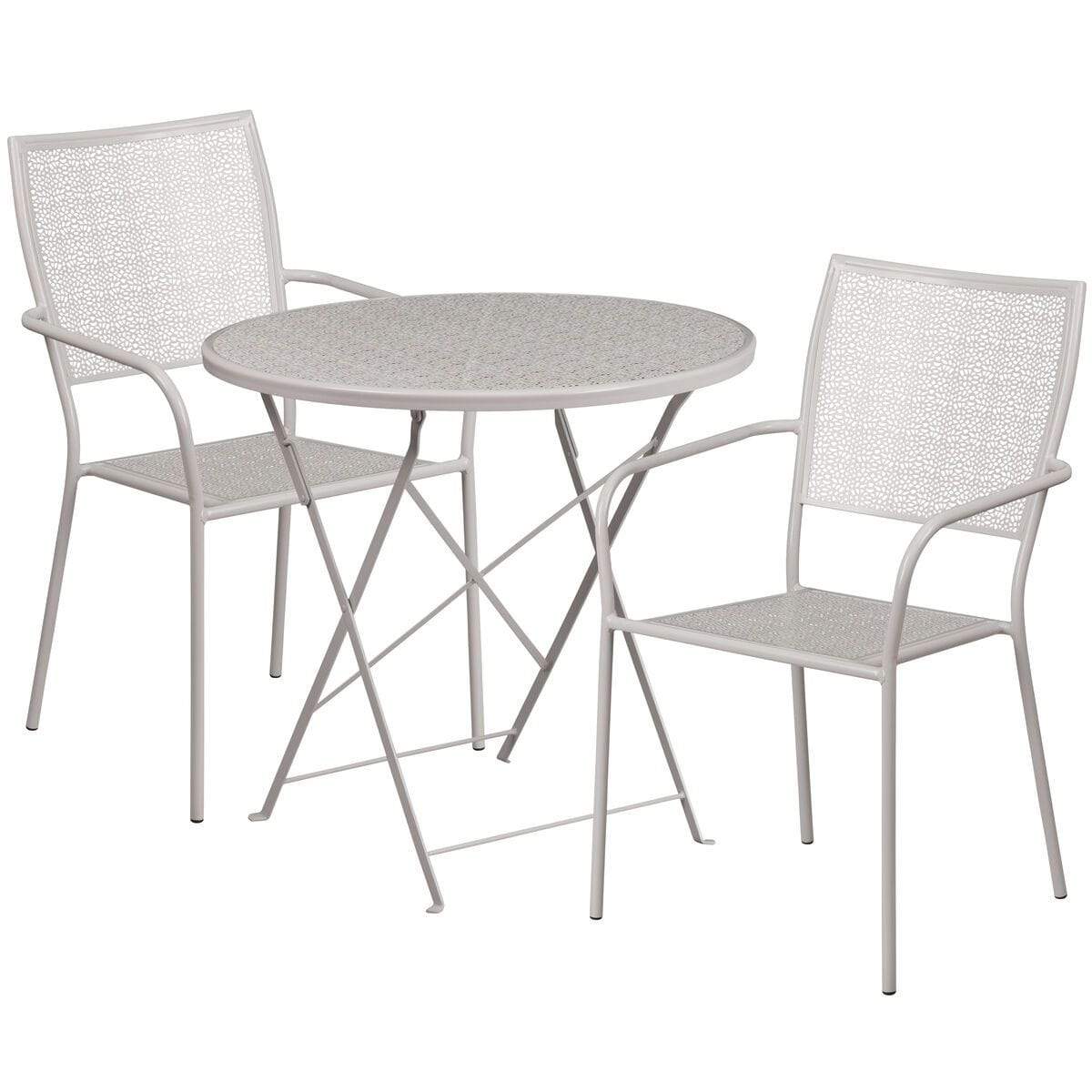 Samuel Norman & Assoc. Furnishings Metal Patio Table and Chair Sets Samuel Norman & Assoc. Furnishings 30RD Gray Fold Patio Set
