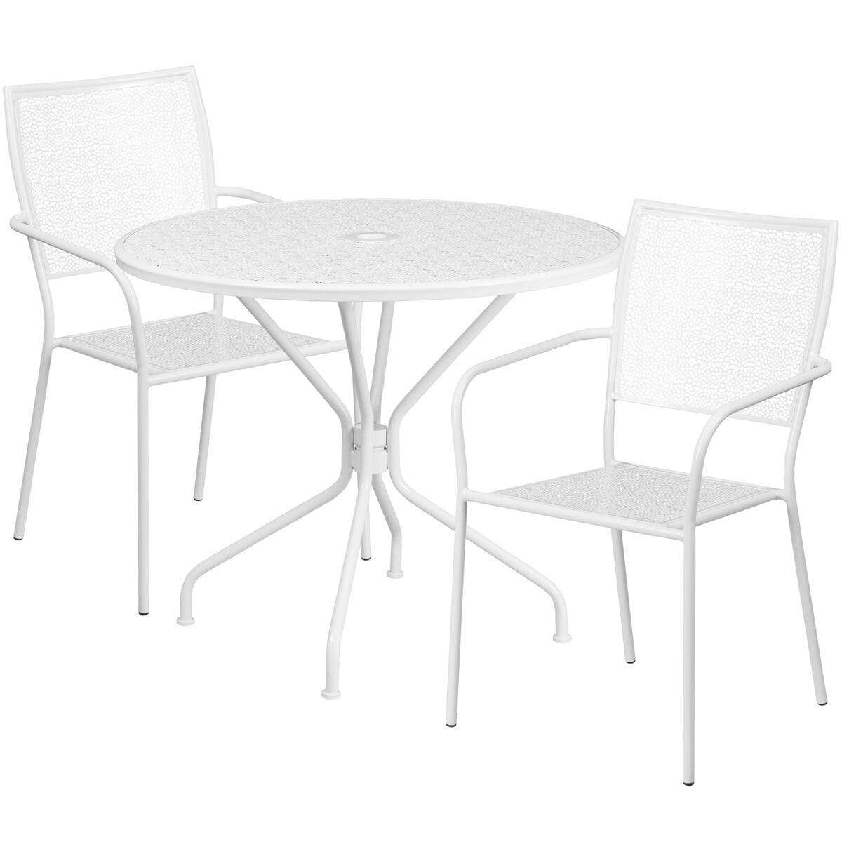 Samuel Norman & Assoc. Furnishings Metal Patio Table and Chair Sets Samuel Norman & Assoc. Furnishings 35.25RD White Patio Table Set