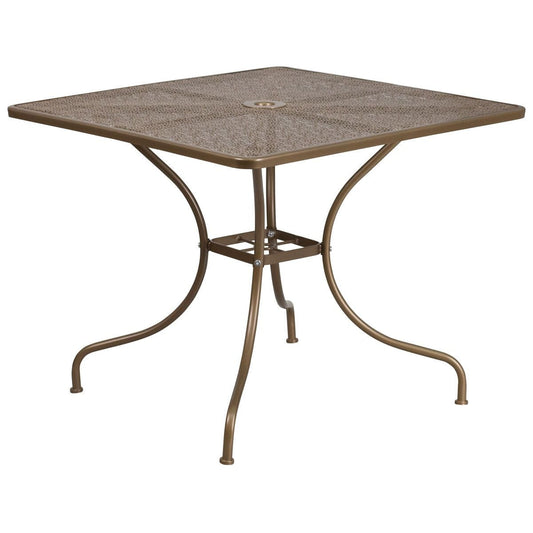 Samuel Norman & Assoc. Furnishings Metal Patio Table and Chair Sets Samuel Norman & Assoc. Furnishings 35.5SQ Gold Patio Table Set