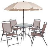 Samuel Norman & Assoc. Furnishings Outdoor Dining Set Samuel Norman & Assoc. Furnishings 6PC Brown Patio Set & Umbrella