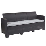 Samuel Norman & Assoc. Furnishings Plastic Rattan Patio Lounge Furniture Samuel Norman & Assoc. Furnishings Dark Gray Rattan Outdoor Sofa