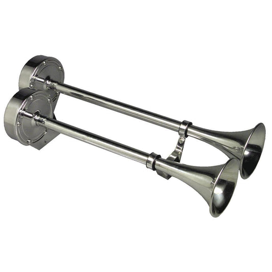 Schmitt & Ongaro Marine Horns Schmitt  Ongaro Deluxe All-Stainless Dual Trumpet Horn - 12V [10028]