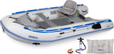 SeaEagle Transom Boat Packages Swivel Seat (+200) / Dropstitch Sea Eagle - 126SR 6 Person 12'6" White/Blue Sport Runabout Inflatable DSFloor Deluxe Boat ( 126SRXX )