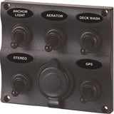 SeaSense Marine/Water Sports : Hardware SeaSense 5 Gang Toggle Switch Panel with 12-Volt Outlet