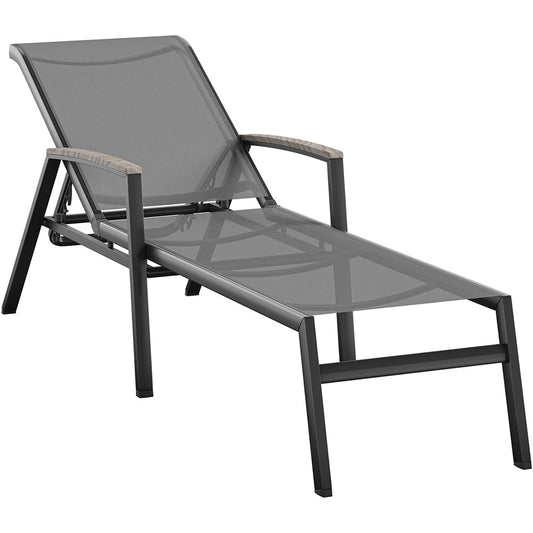 Hanover - Seaside Alum Chaise Lounge with Fauxwood Arms - Chaise Lounge - SEASIDECHS-GRY