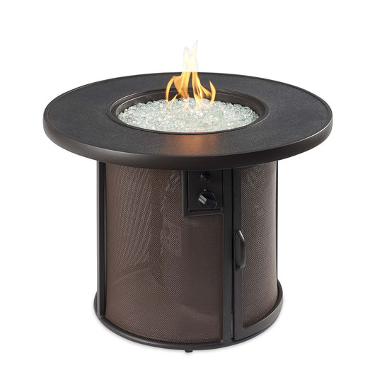 Outdoor Greatroom - Brown Stonefire Round Gas Fire Pit Table - SF-32-K