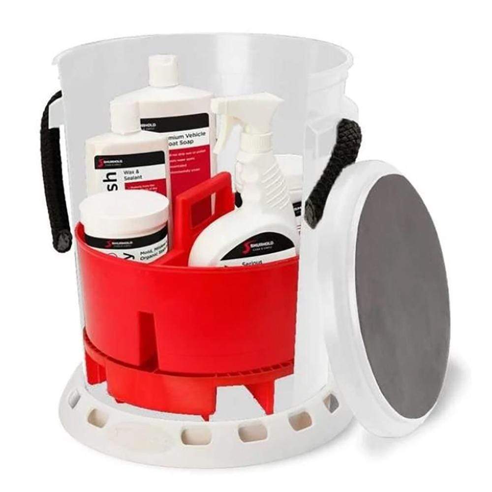 Shurhold Cleaning Shurhold 5 Gallon White Bucket Kit - Includes Bucket, Caddy, Grate Seat, Buff Magic, Pro Polish Brite Wash, SMC  Serious Shine [2465]