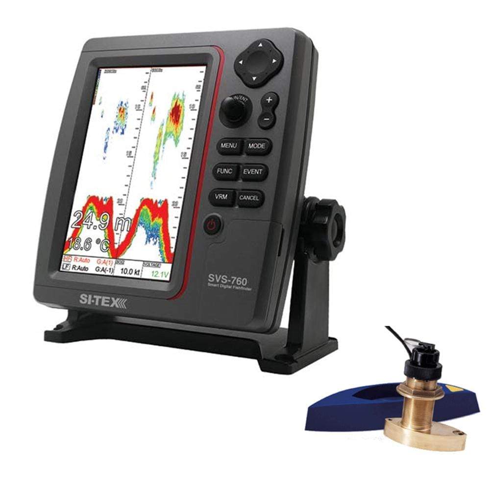 SI-TEX Fishfinder Only SI-TEX SVS-760 Dual Frequency Sounder 600W Kit w/Bronze Thru-Hull Speed & Temp Transducer [SVS-760TH2]