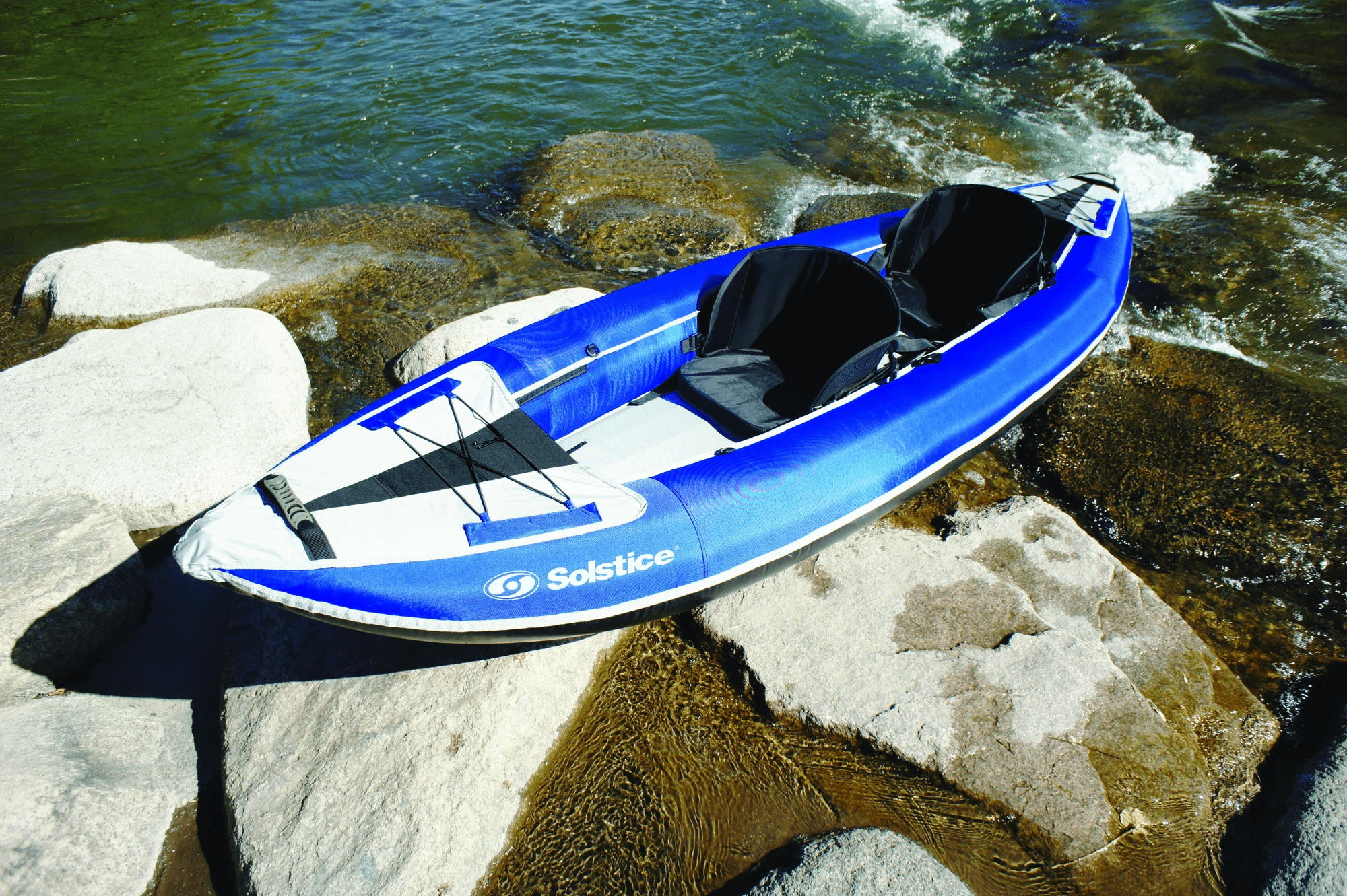 Solstice Watersports Inflatable Kayak Solstice Watersports - Durango Convertible Multisport 2 Person Inflatable Whitewater Kayak, Blue ( 29635 )