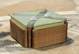 South Sea Outdoor Living Outdoor Coffee Table South Sea Rattan - Java Square Sushi Table and Ottomans | 79246