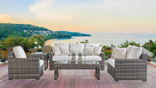 South Sea Outdoor Living Conversation Set South Sea Rattan - New Java Seating | 5 Piece Outdoor Conversation Set | 73400