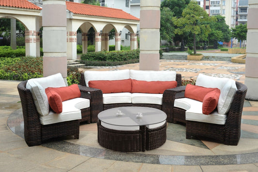South Sea Outdoor Living Outdoor Seating South Sea Rattan - St Tropez Curved Sectional | 3 Piece Outdoor Conversation Set | 79300