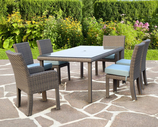 South Sea Outdoor Living Outdoor Sectional Component South Sea Rattan - St Tropez Rectangle Dining (Stone) | 2 Piece Outdoor Conversation Set | 79300