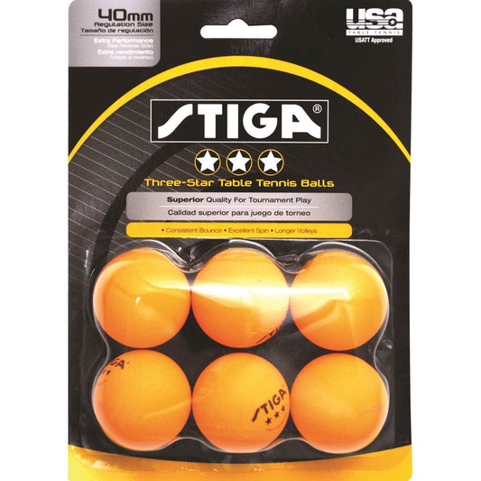 Stiga Table Tennis Stiga Three-Star Balls (Orange)