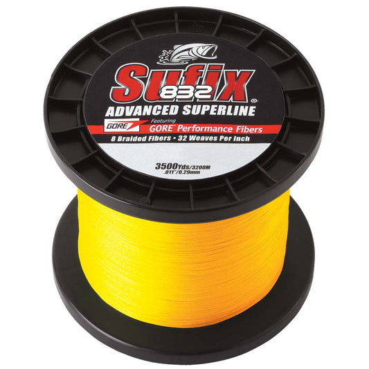 Sufix Lines & Leaders Sufix 832 Advanced Superline Braid - 15lb - Hi-Vis Yellow - 3500 yds [660-415Y]