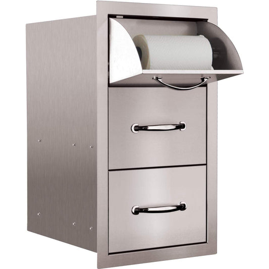 Summerset Grills Combo Units Combo, 17" Stainless Steel - Vertical 2-Drawer & Paper Towel Holder