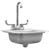 Summerset Grills Sinks & Bar Prep Sink, Drop In - 15" x 15" Stainless Steel with Hot and Cold Faucet